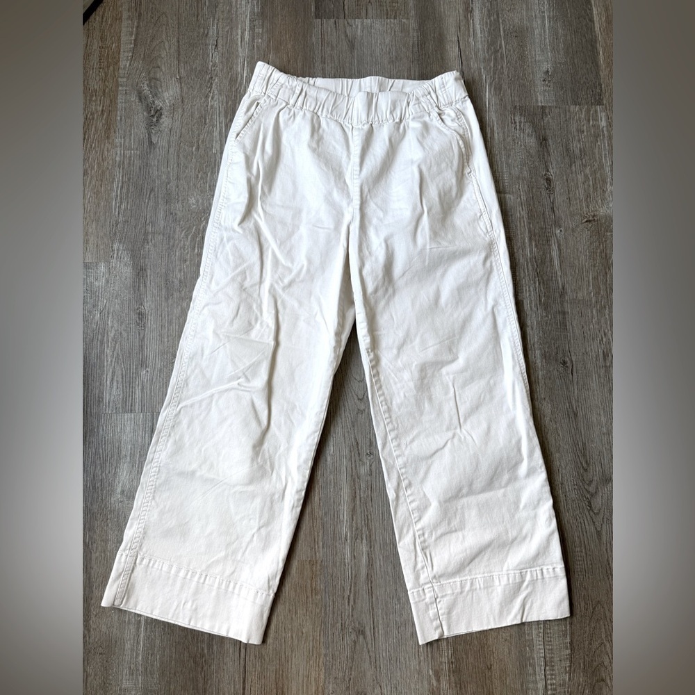 J. Crew Wide Leg Trouser Pants White Cream Size M Stretchy Hippie Boho Trendy